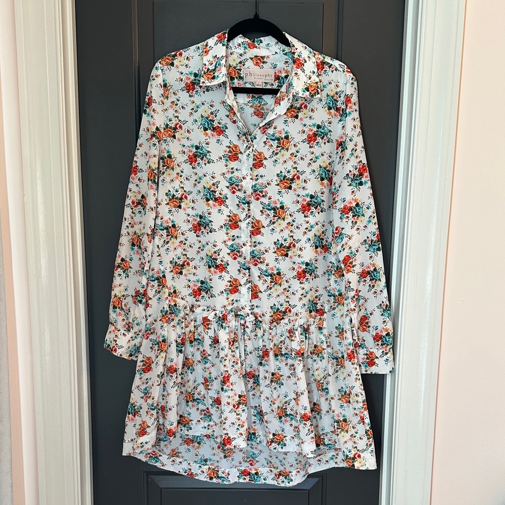Philosophy White‎ Floral Dress Size L